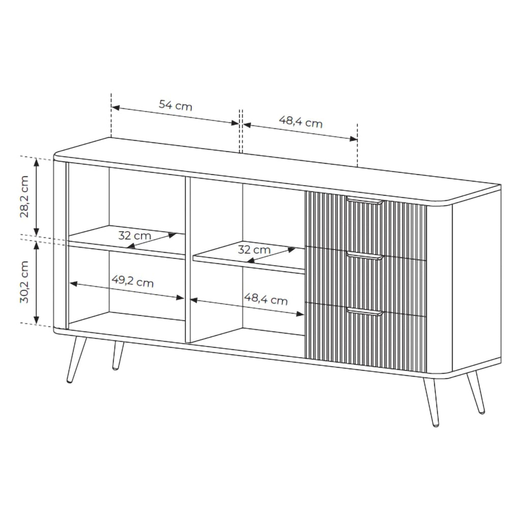 Madia Halilala, Credenza 3 Cassetti, 163x38x81h cm Beige