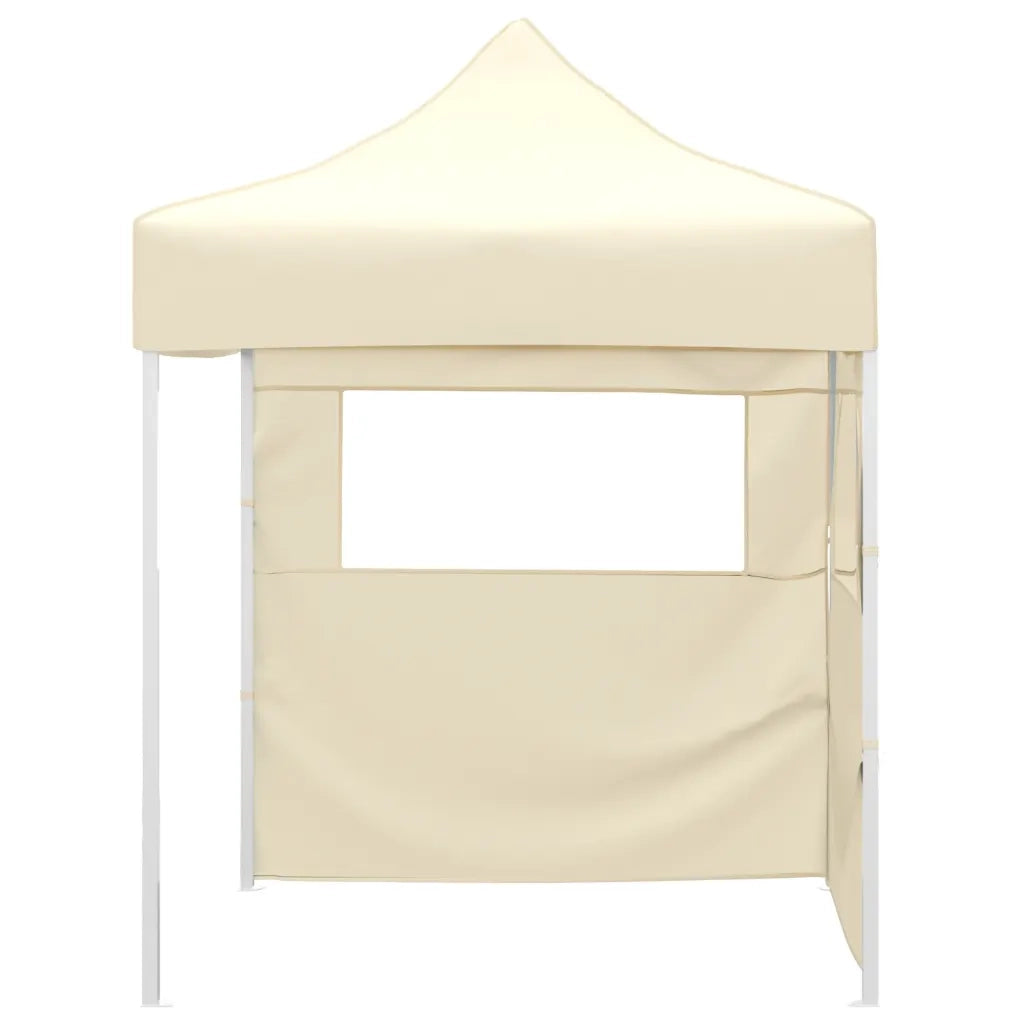 Gazebo Professionale Pieghevole con 2 Pareti 2x2m Acciaio Crema 48881