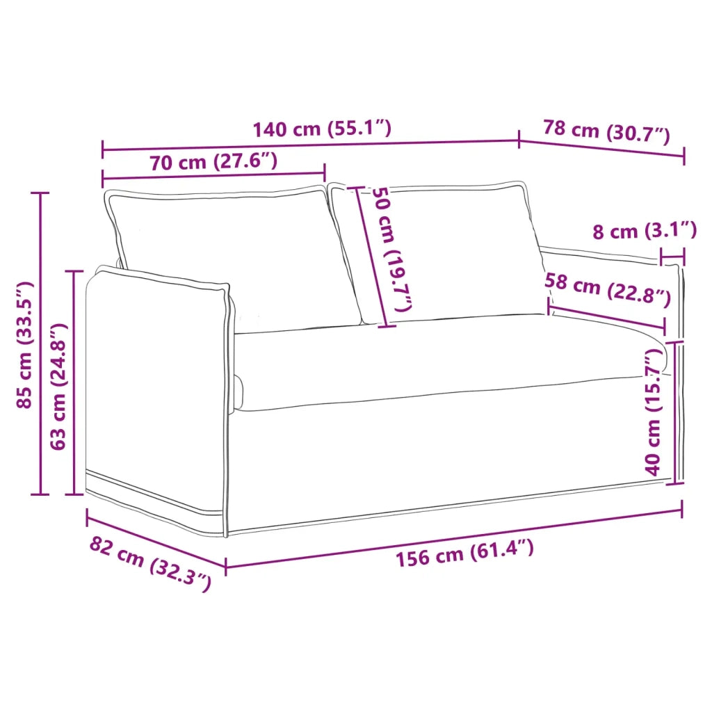 Divano | Divano da soggiorno | Sofa Grigio chiaro 156 x 82 x 85 cm Tessuto