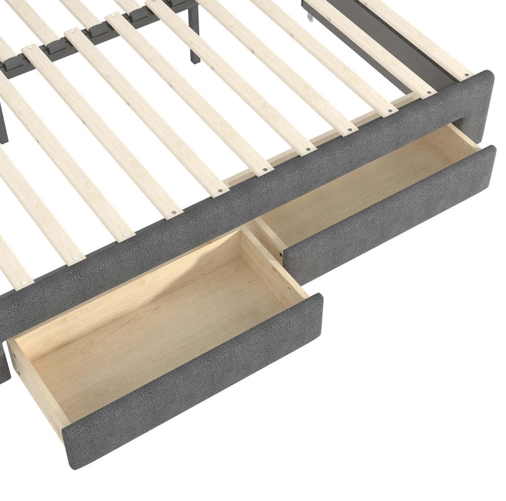 Letto estraibile in velluto con LED e vani contenitore