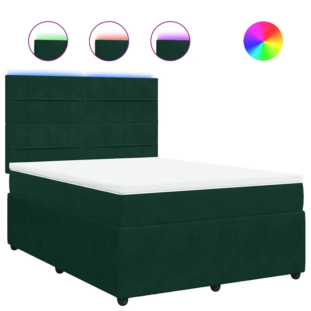 Giroletto a Molle con Materasso Verde Scuro 160x200 cm Velluto