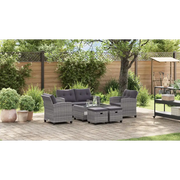 Set Divani da Giardino 6 pz con Cuscini Polyrattan Grigio Scuro cod mxl 64945