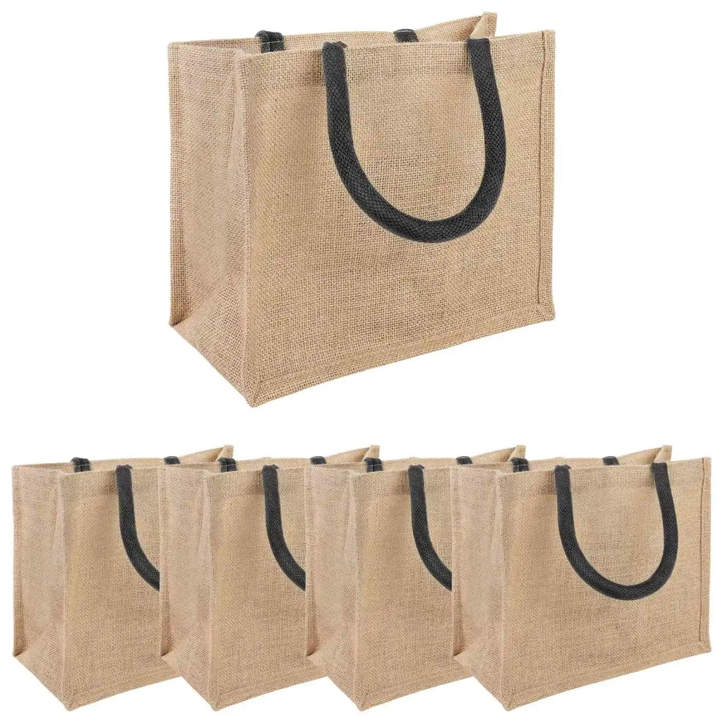 Borse in juta 5 pcs Naturale e Nero 26 x 22 x 14 cm 42012278