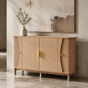 Credenza con ante scorrevoli e angoli arrotondati, 140 x 40 x 88 cm