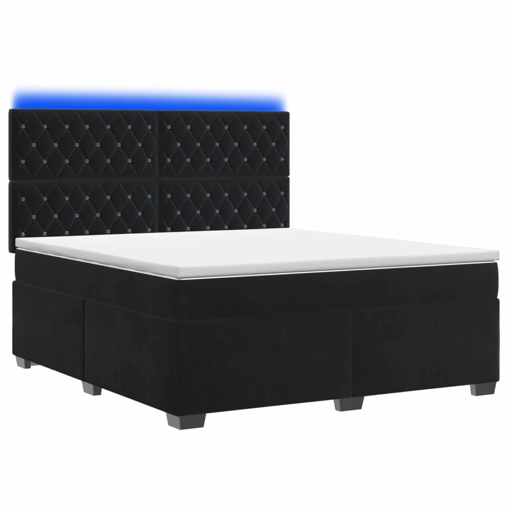 Letto box spring con materasso Nero 140 x 200 cm Velluto 3455116