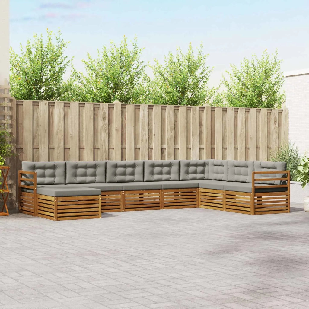 Set di divani da esterno 8 pcs Grigio Naturale e Chiaro