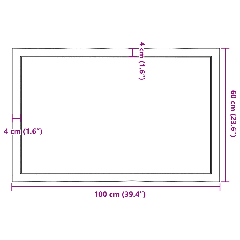 Piano Tavolo Marrone Chiaro 100x60x(2-6) cm Rovere Non Trattato 363955