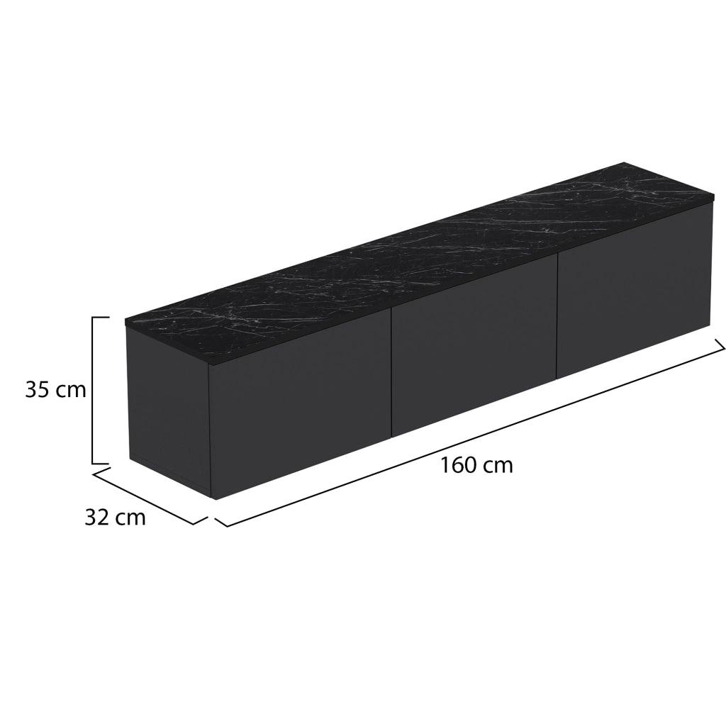 Surrigone, Mobile Porta tv 3 Vani, 160x32x35h cm Nero Antracite