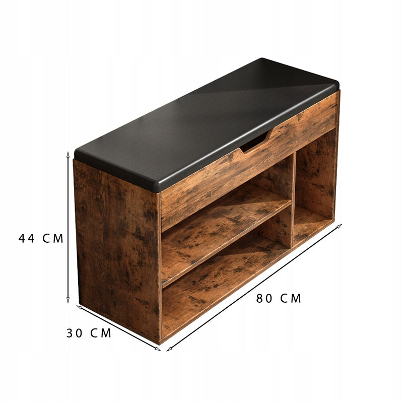 Scarpiera marrone da 80x30x44 cm, compatta e funzionale.