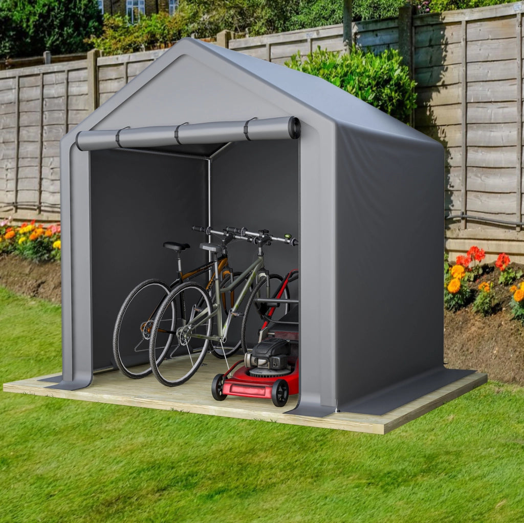 Garage per biciclette 190x170x200 cm con struttura in acciaio zincato e telo impermeabile; grigio scuro