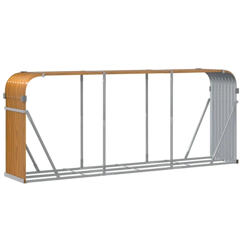 Portalegna chiaro 234 x 45 x 100 cm acciaio zincato marrone 02_0043814