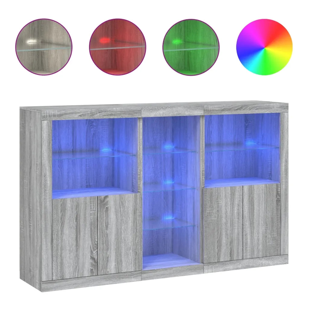 Credenza con Luci LED Grigio Sonoma 162x37x100 cmcod mxl 109862