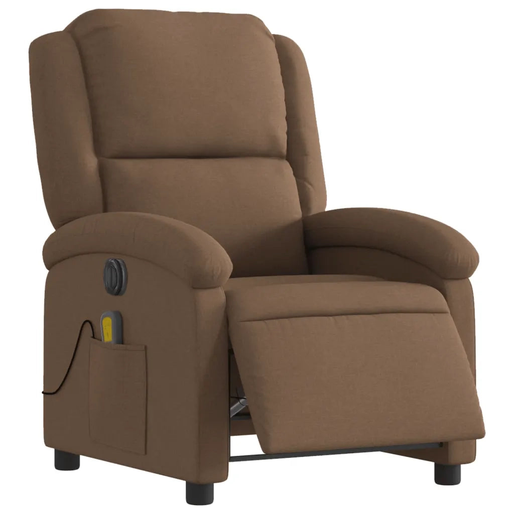 Poltrona Massaggiante | Sedia Relax Reclinabile Elettrica Marrone in Tessuto