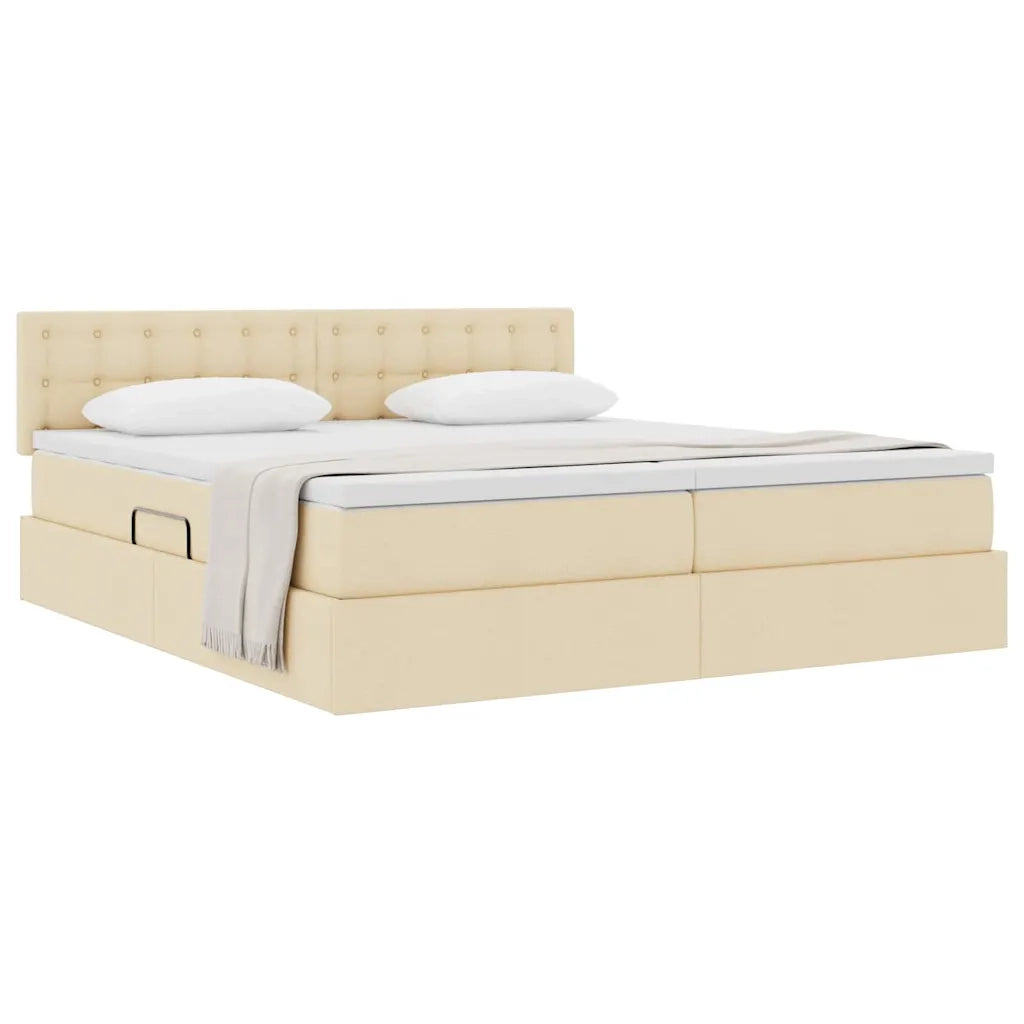 Letto con Contenitore Crema 200 x 200 cm Pelle Sintetica