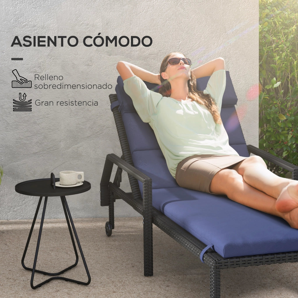 Cuscino per Tumbona in Cotone 196x63x6 cm con Tessuto Idrorepellente ¨C zephmum ¨C Blu Scuro