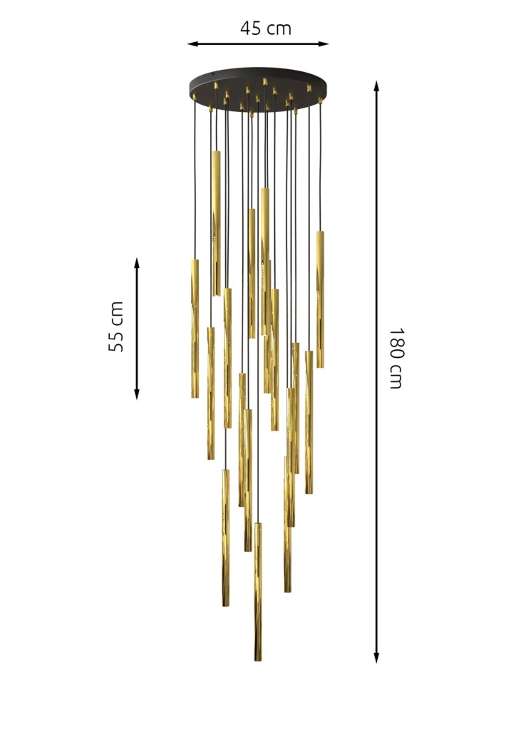 Lampadario glamour SELTER oro/nero regolabile 17xG9 Emibig