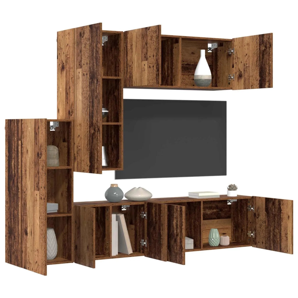 Unità TV da Parete 5 pcs Legno vecchio Legno multistrato 3402776