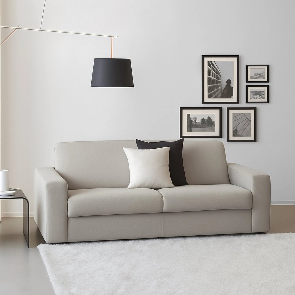 Divano fisso Malachite, Divano a 2 posti, Made in Italy, SofÒ  Soggiorno, in tessuto imbottito, con Braccioli slim, cm 160x95h90, Grigio