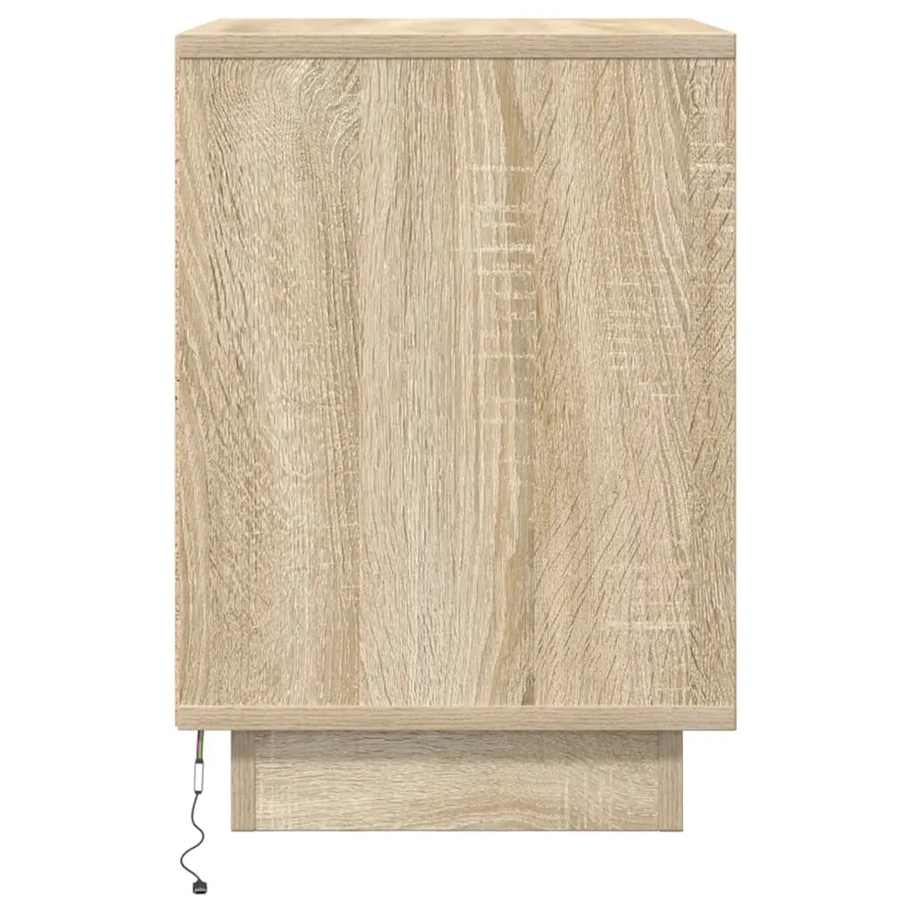 vidaXL Comodino con Luci LED Rovere Sonoma 38x34x50 cm