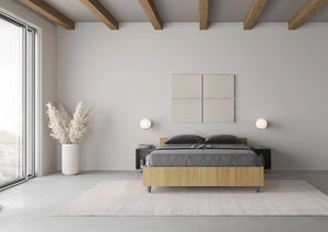 Letto Matrimoniale Francese 140x190 cm con Rete e Contenitore Nuamo Quercia