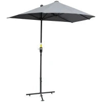 2 x 2 m Ombrellone a Mezzaluna per Balcone con Staffa Impermeabile per Giardini Terrazze Cortili 100% Poliestere Grigio Scuro