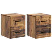 Mobiletto da notte a muro 2 pcs Legno antico 34,5 x 33 x 40 cm 899332