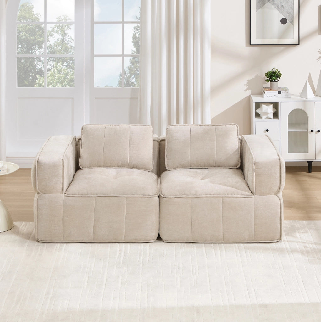 Divano modulare 2 posti senza struttura 198x93x67 cm in poliestere beige