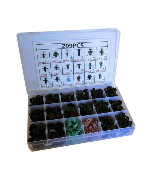 299pz Plastica Trim Clip Rivetti Clip Kit Fermi Di Spinta Auto Abitacolo Esterni         