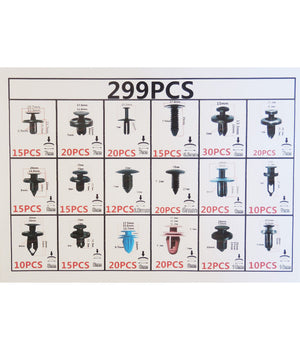 299pz Plastica Trim Clip Rivetti Clip Kit Fermi Di Spinta Auto Abitacolo Esterni         