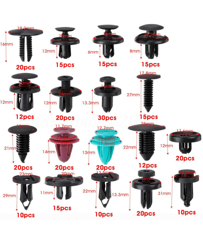 299pz Plastica Trim Clip Rivetti Clip Kit Fermi Di Spinta Auto Abitacolo Esterni         