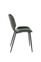 E-STYLO Sedia da pranzo in soft touch verde scuro e gambe in metallo nero, 55cm X 45cm H. 83cm.