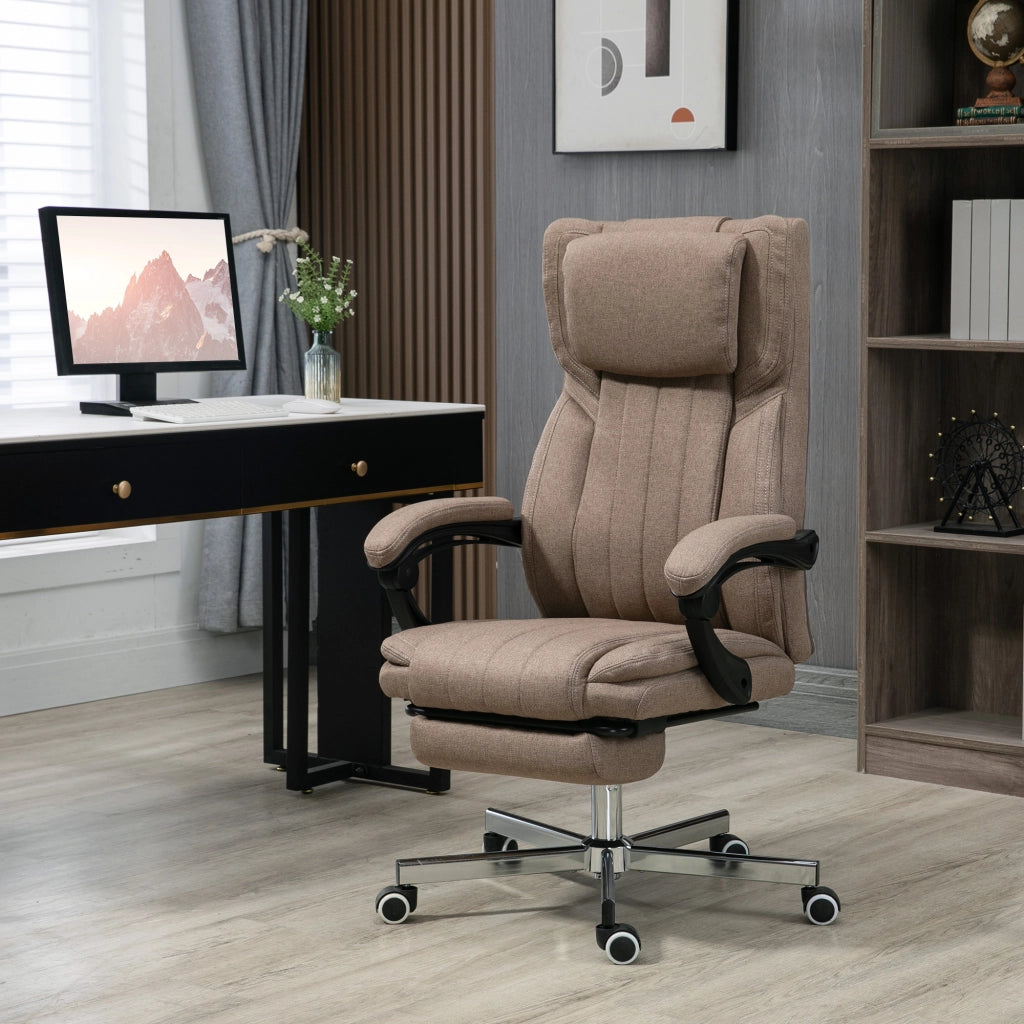 Sedia da Ufficio Massaggiante Reclinabile e Girevole ¨C Zephmum ¨C Marrone 65x61x108-118 cm