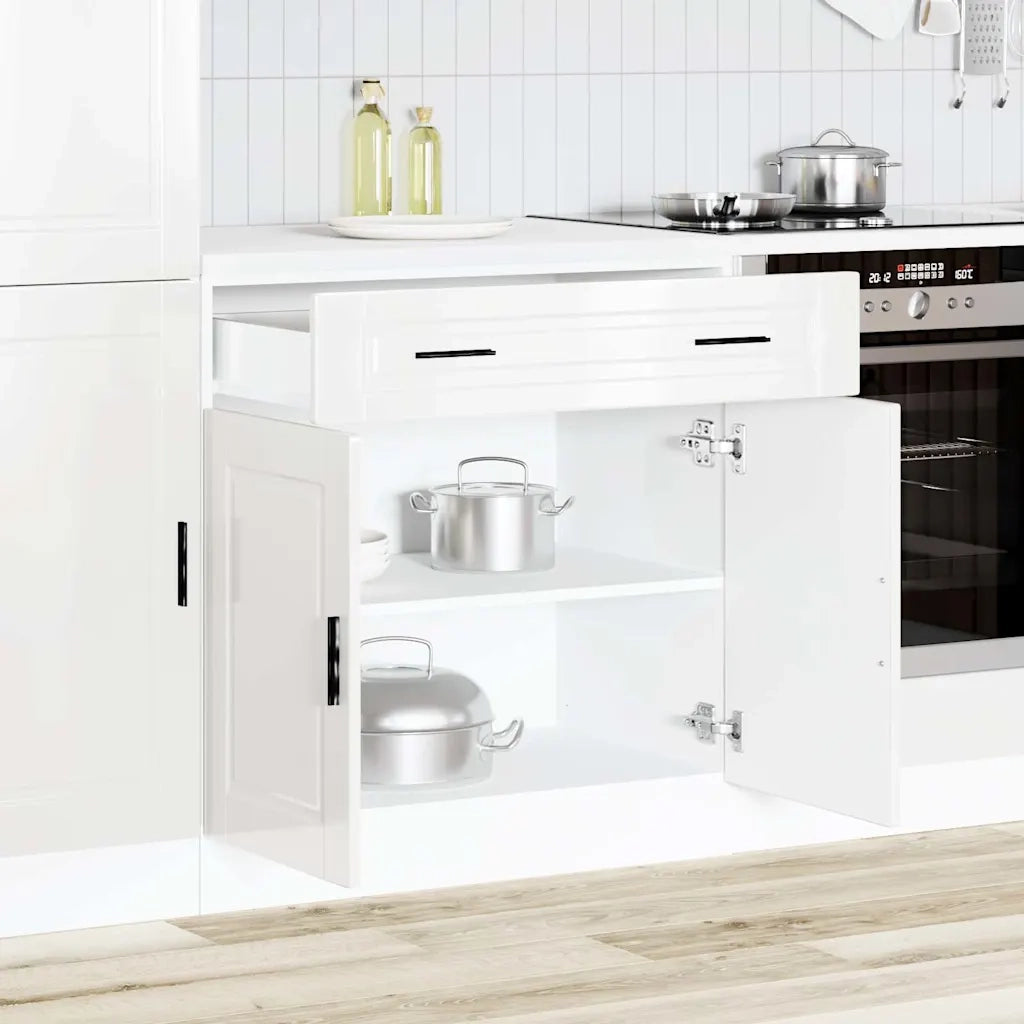 vidaXL Base da Cucina Porto Bianco Lucido in Legno Multistrato