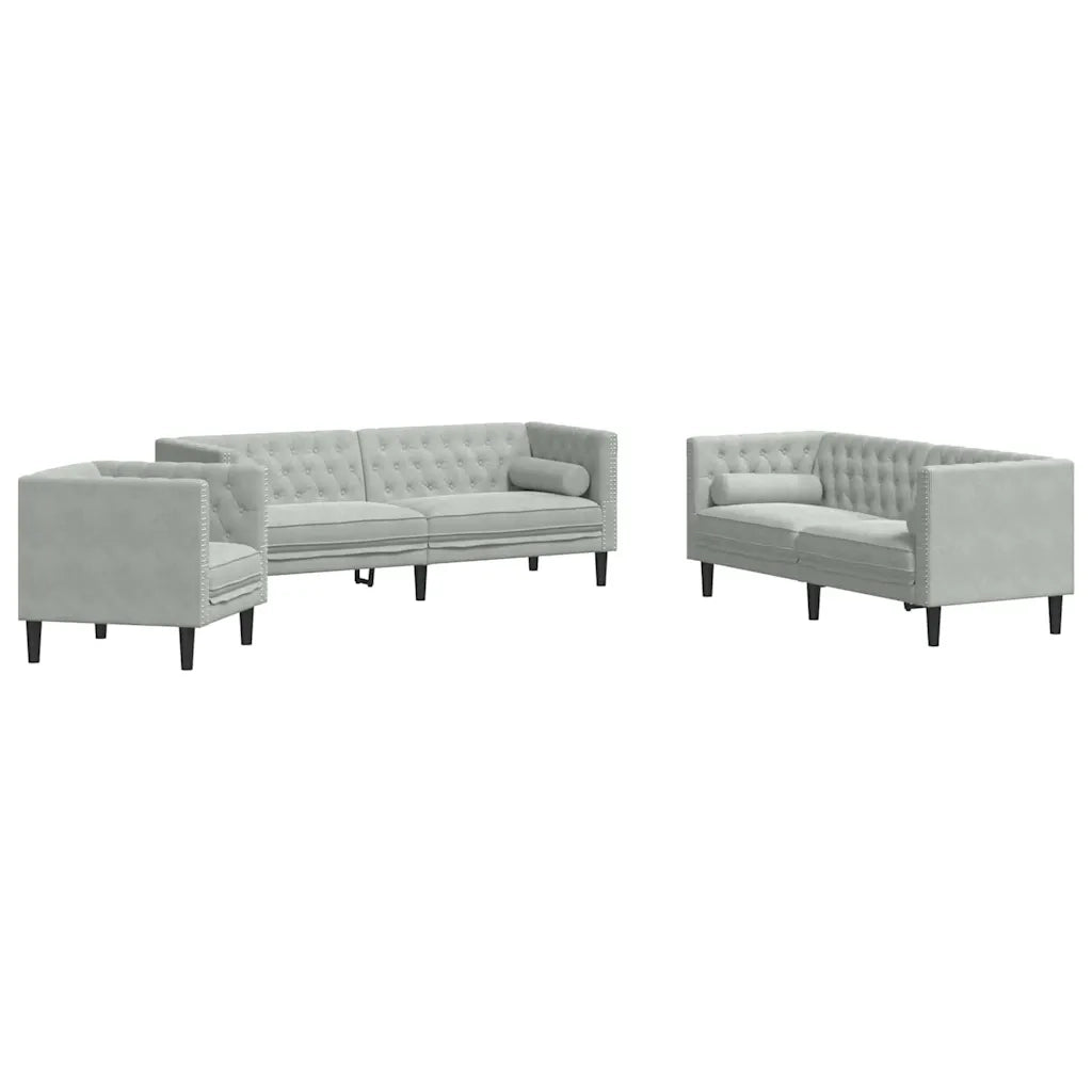 Divano per Soggiorno 3 pcs Grigio chiaro 194 x 74,5 x 70,5 cm 3385867