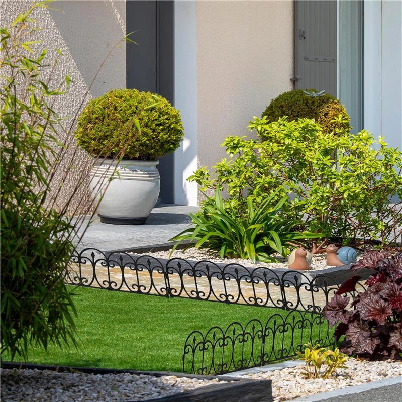 BORDO RECINZIONE DA GIARDINO 6PZ IN COLORAZIONE NERA A FANTASIA IDEALE PER ARREDARE 60X32H CM PVC