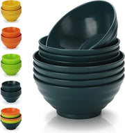 Set di ciotole per ramen da 8 comuni in plastica per cereali e zuppe, resistente al lavastoviglie e al forno a microonde, indeformabile e riciclabile, ciotola leggera - Verde scuro