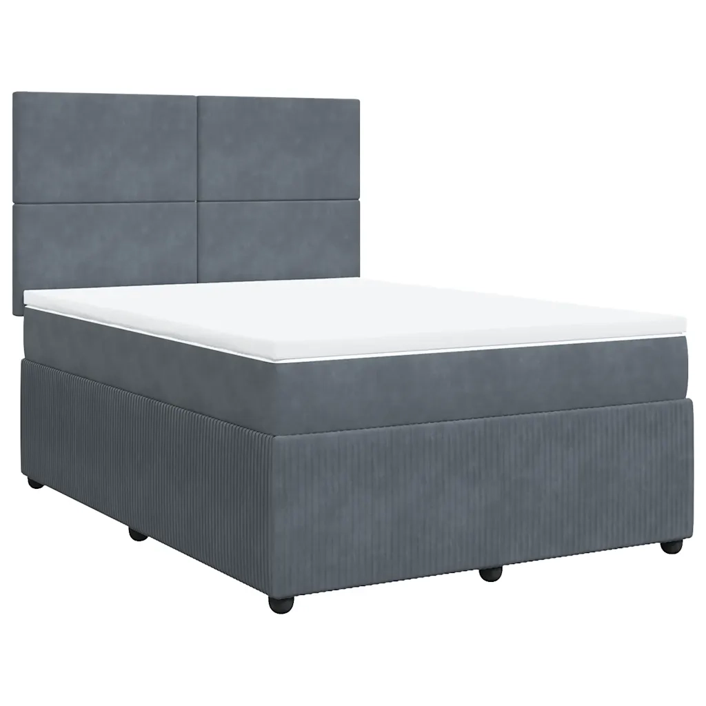 Giroletto a Molle con Materasso Grigio Scuro 140x200 cm Velluto