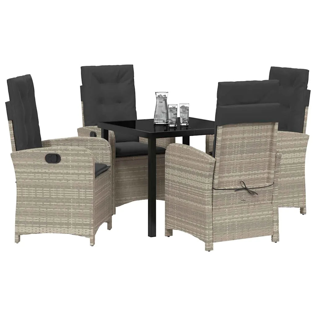 Set da Pranzo per Giardino 5 pcs Grigio chiaro polyrattan 3380296