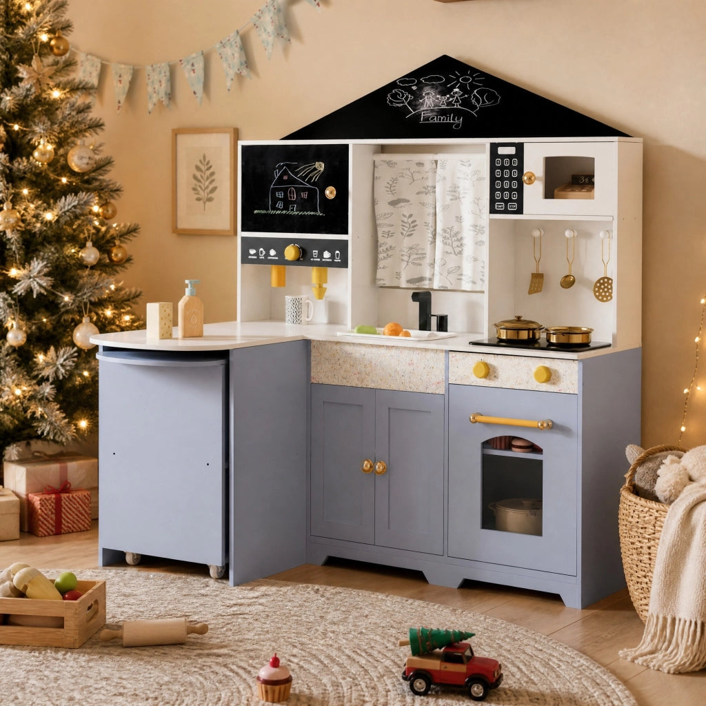 Cucina giocattolo interattiva con lavello; forno e accessori; MDF; viola; 60 x 90 x 105 cm