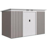 Ripostiglio da Giardino 280x130x172 cm con 2 Prese d'Aria e 2 Porte Scorrevoli in Acciaio Grigio Chiaro