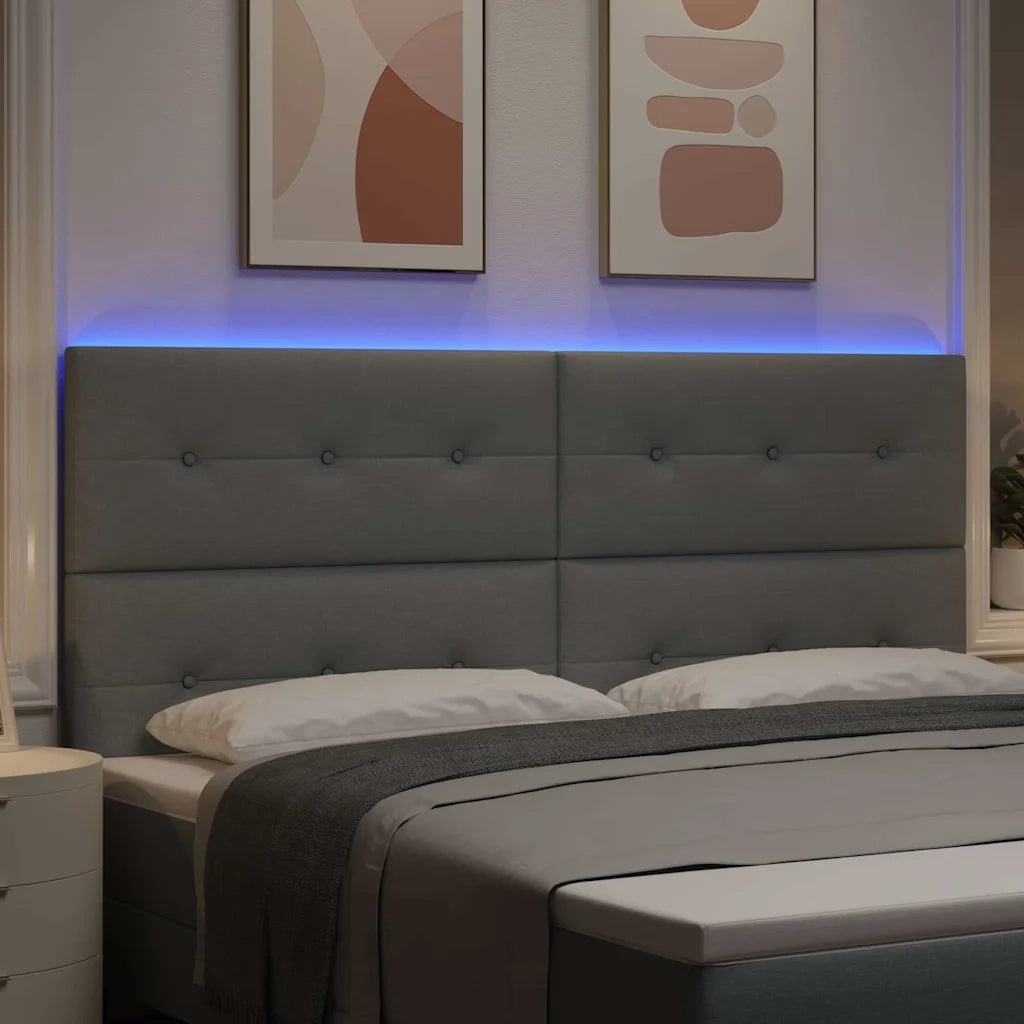 Testiera LED con testiera Grigio chiaro 200 cm Poliestere 3338462