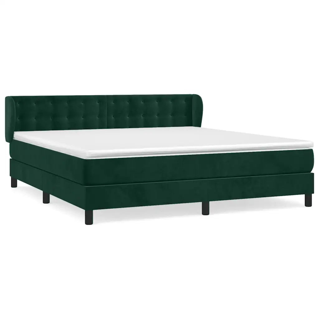 Giroletto a Molle con Materasso Verde Scuro 160x200 cm Velluto 3127742