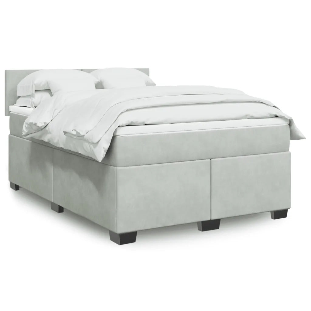 vidaXL Giroletto a Molle con Materasso Grigio Chiaro 140x190cm Velluto
