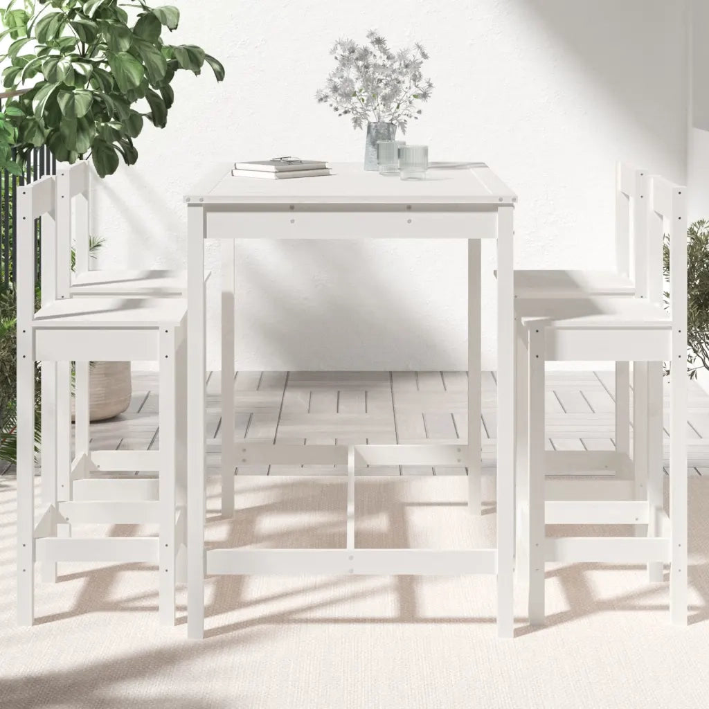 Set Bar da Giardino 5 pz | Set Salotto da Giardino Bianco in Legno Massello di Pino