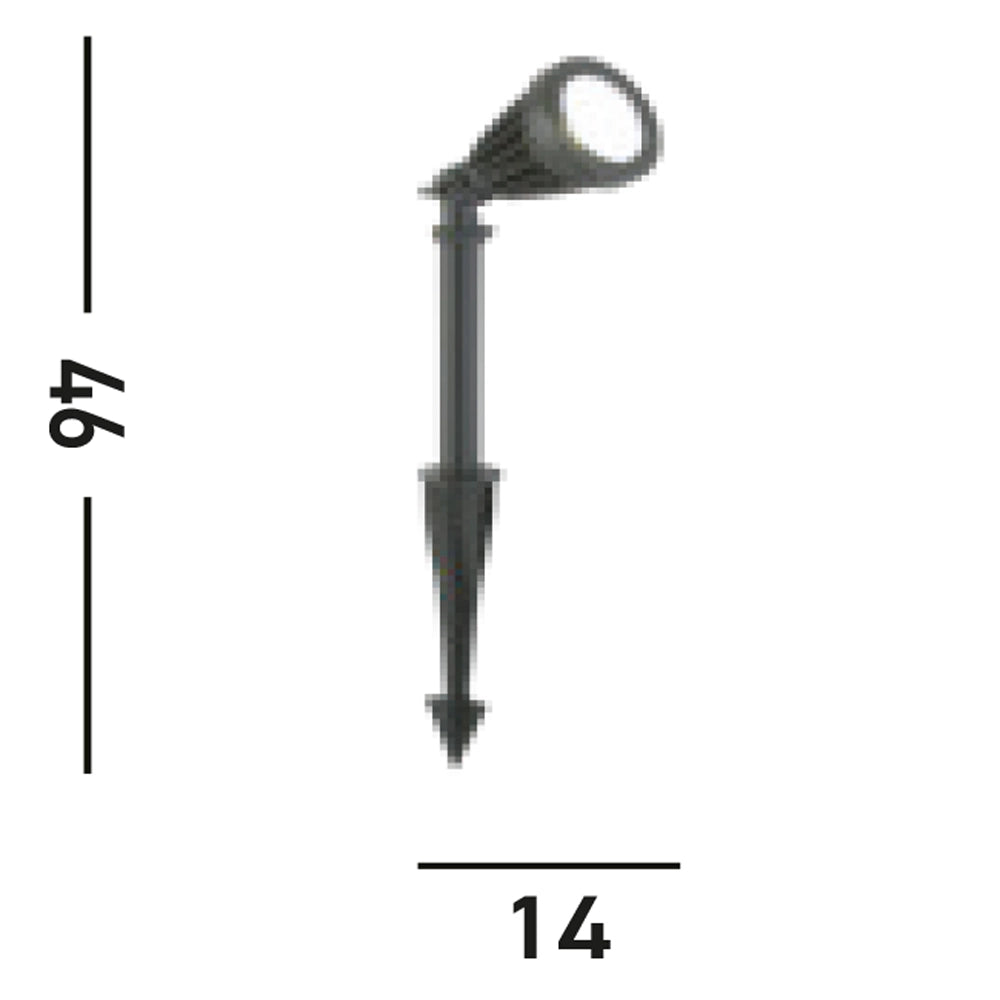 Faretto Picchetto Moderno Spikey Alluminio Nero Vetro Trasparente Led 12W 5000K