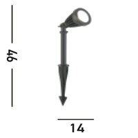 Faretto Picchetto Moderno Spikey Alluminio Nero Vetro Trasparente Led 12W 5000K
