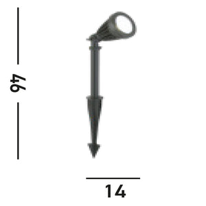 Faretto Picchetto Moderno Spikey Alluminio Nero Vetro Trasparente Led 12W 5000K