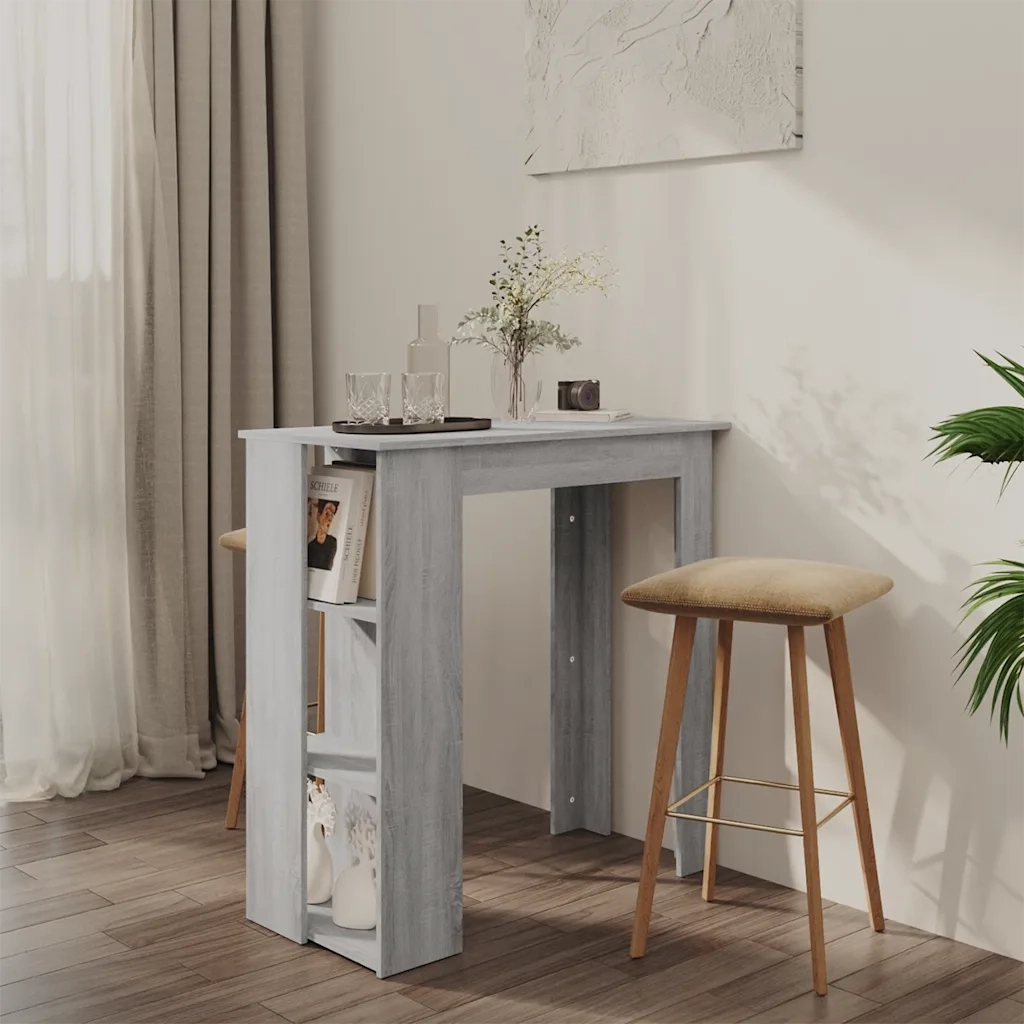 Tavolino da Bar con Ripiani-Tavolino da soggiorno-Tavolo Grigio Sonoma 102x50x103,5 cm