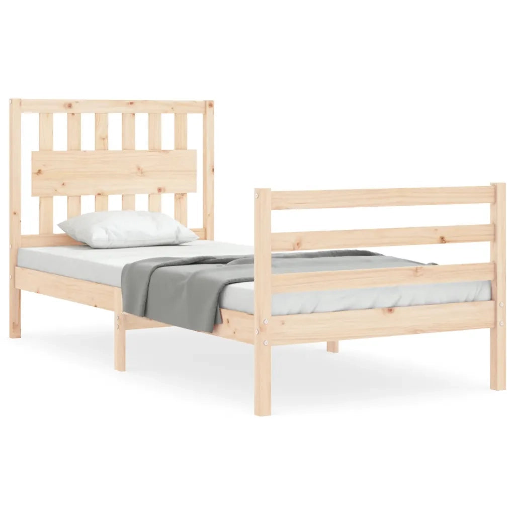 Giroletto con Testiera-Struttura Letto con testiera 90x200 cm in Legno Massello 778831