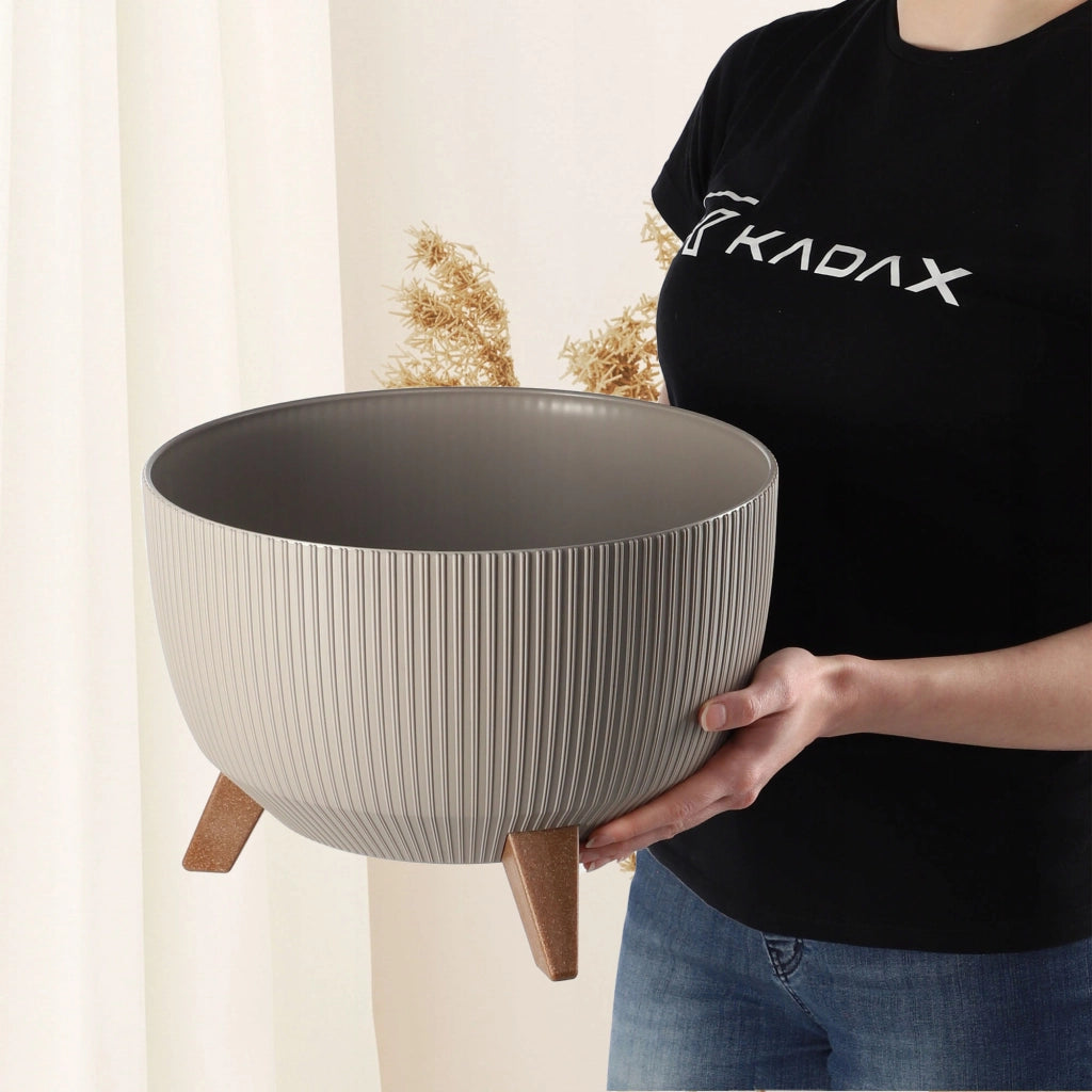 Vaso da giardino KADAX con gambe per fiori, grande ciotola rotonda da 33 cm